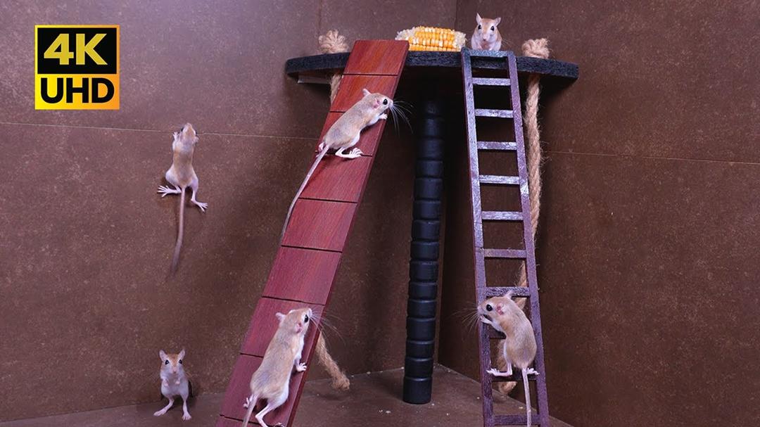 4K Cat TV Adventure Game: Mice Scale, Dash & Explore in Search of Snacks for Cats to Watch