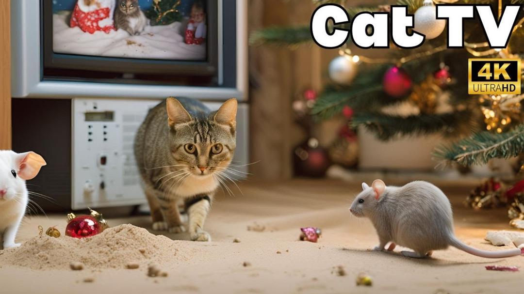 Cat TV for Christmas: Mice Hide and Seek Fun!