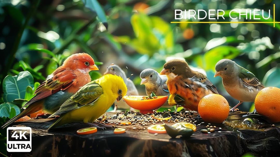 🔴😺 Birds and Squirrels Enjoying Life with a Meal 🕊️😺 Live 12 Hours 4K