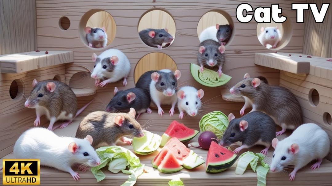 Interactive Cat TV | Mice Climbing, Running & Hiding – 4K UHD