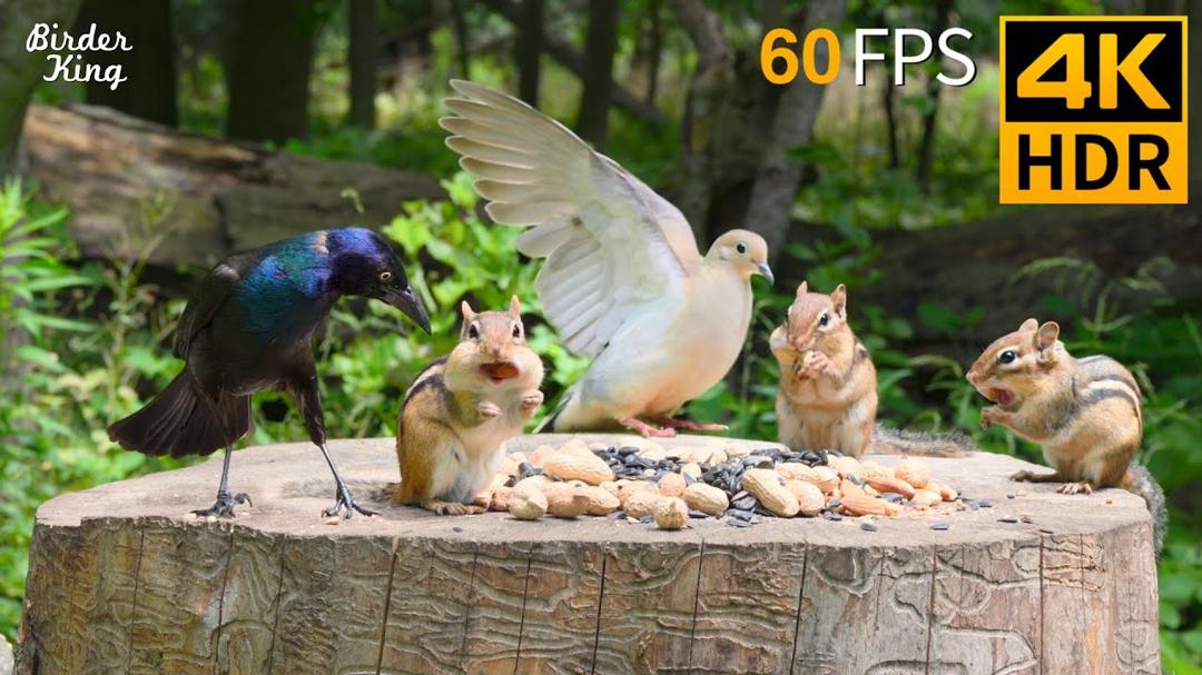 Cat TV for Cats to Watch 😺 Pleased Chipmunks, Birds, Squirrels 🐿 4K HDR 60FPS