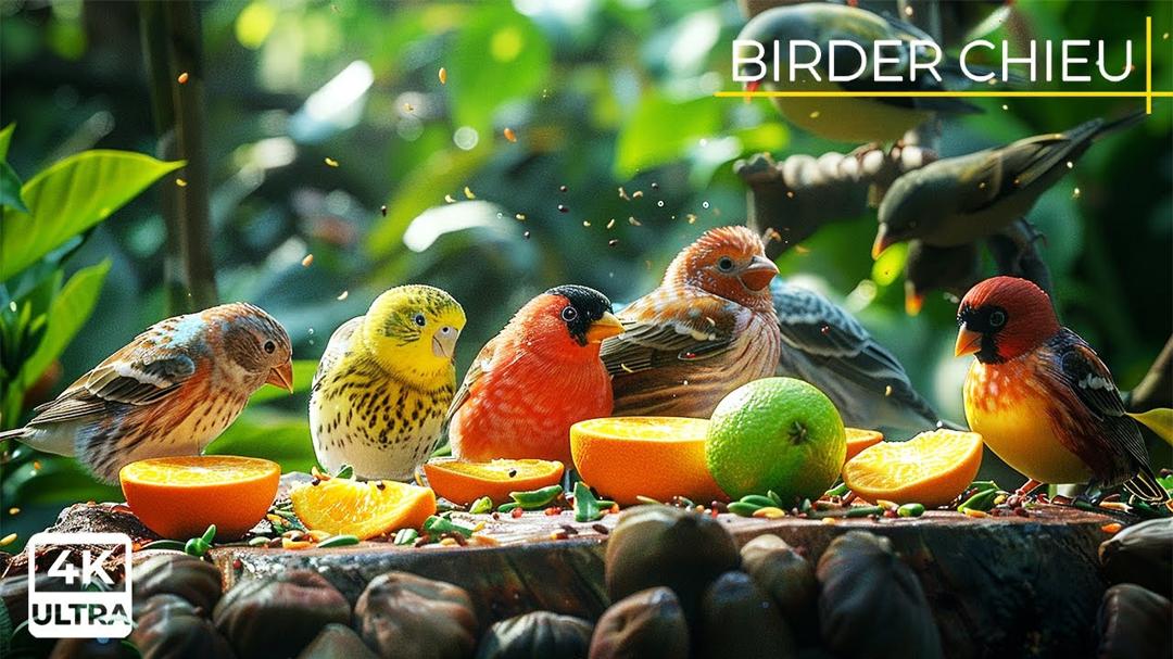 Birds & Squirrel Private Party on the Terrace 🕊️🐿️  A Natural Show for Pets 😸
