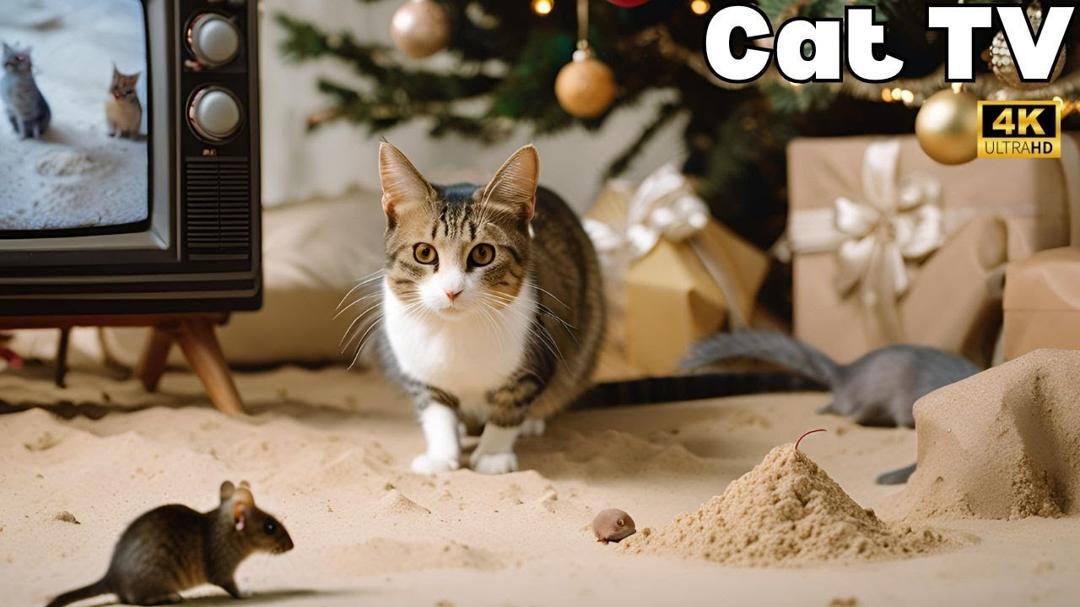 Cat TV for Christmas: Mice Hide and Seek Fun!