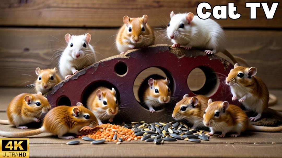 Cat TV Mouse Hide and Seek, Play, Scratch and Crawl through Maze of holes | 3H of fun in 4K UHD