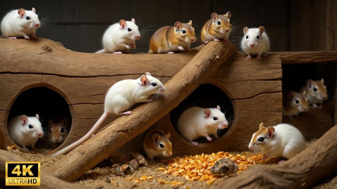 Interactive Cat TV: Mice Hide and Seek Fun! 4k UHD 60fps