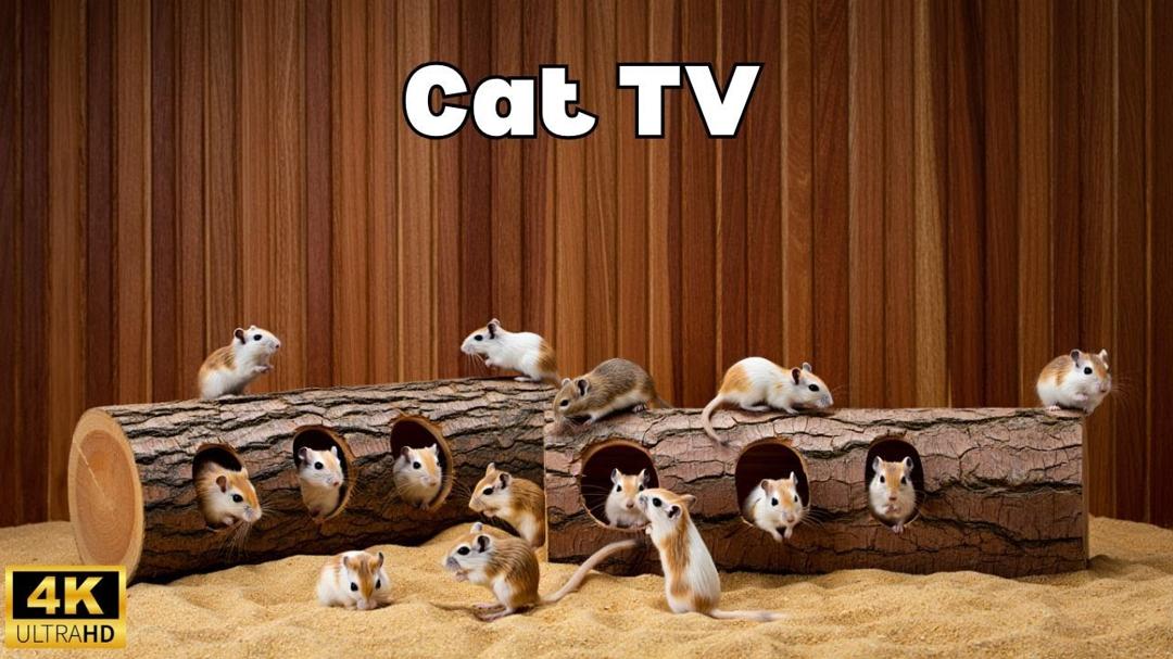 Interactive Cat TV Mouse Hiding, Popping & Grabbing Grass for cats to watch | 4K UHD